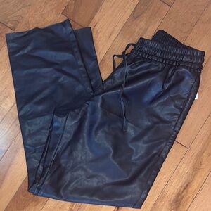 Old Navy Dark Brown/red Faux Leather high rise Billie straight Pants